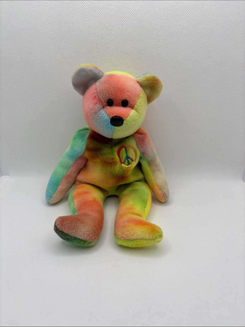 VTG Beanie Baby TY Tie-Dye Peace Bear Plush Toy - Multicolor from 1996